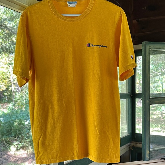 Vintage Y2K 90’s Champion Men's Bright Yellow Short Sleeve Tee - Picture 1 of 9
